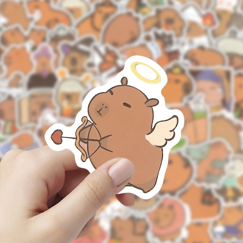 可爱卡皮巴拉动物水豚表情贴纸