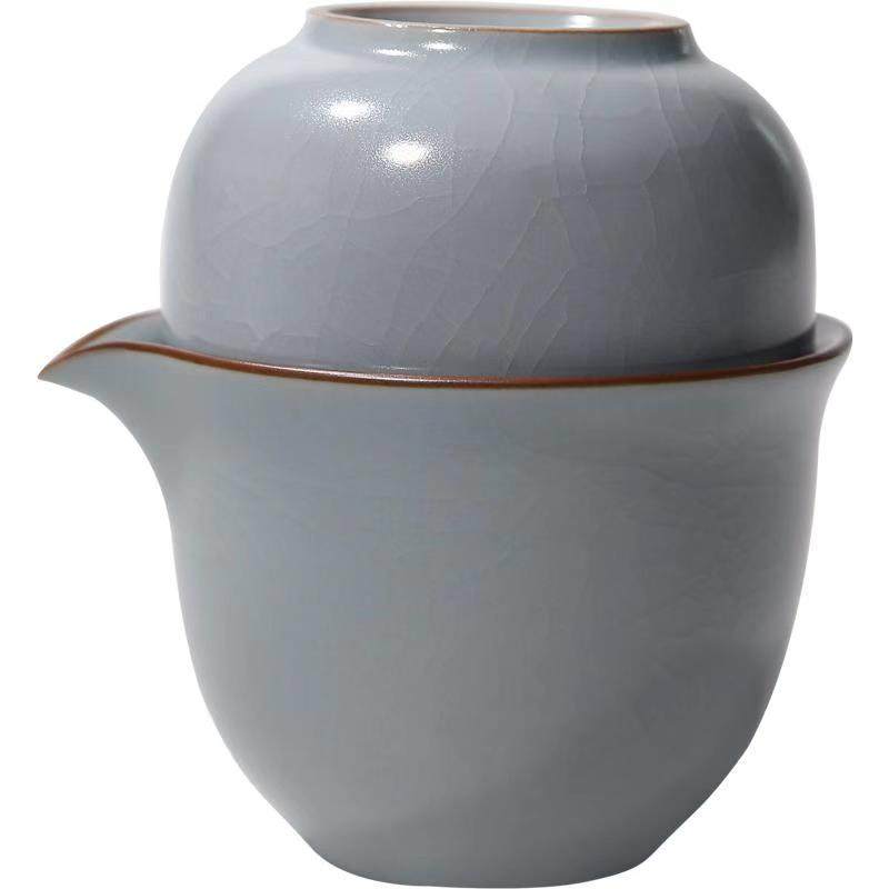 三勤堂汝窑快客杯手抓壶茶具套装景德镇陶瓷功夫茶具便携旅行套组