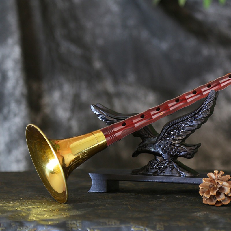 宏艺凤鸣专业大叶檀木唢呐乐器全套D调唢呐民族成人大小号唢呐喇