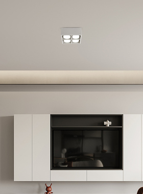 客厅无主灯照明方形明装筒灯四头斗胆灯极简卧室免开孔吸顶盒子灯