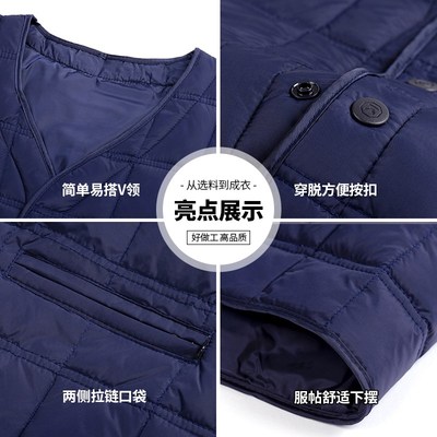 中年男士加厚马甲背心2024新款爸爸冬装御寒保暖外套中老年人男装