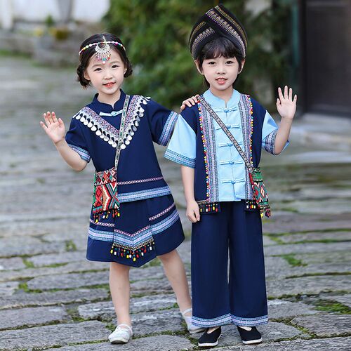 三月三民族服装儿童少数民族服装男童女童广西壮族衣服新款舞蹈服