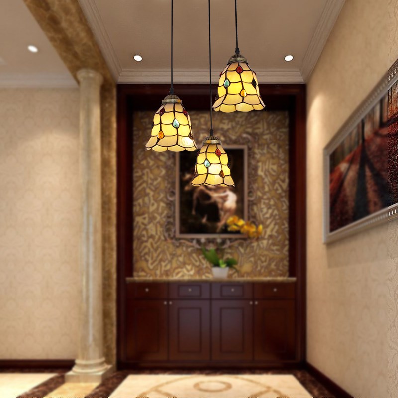 北欧风格复古卧室房间玄关过道灯创意特色酒吧餐厅田园三头吊灯具