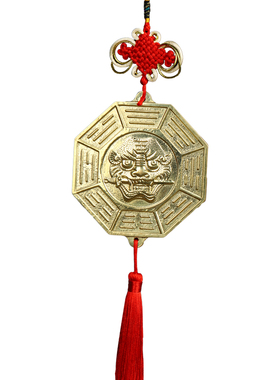 纯铜虎头镜八卦镜十二生肖八卦镜玻璃平面狮咬剑镜子门冲门口挂件