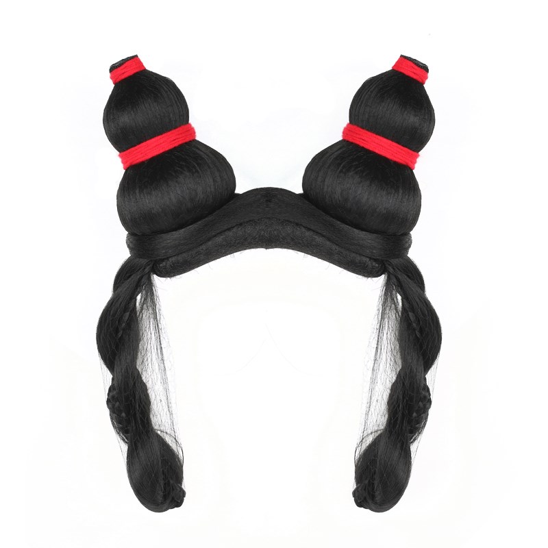 汉服头饰假发包古装石矶娘娘造型一体式古风发包COS全发丝盘发饰