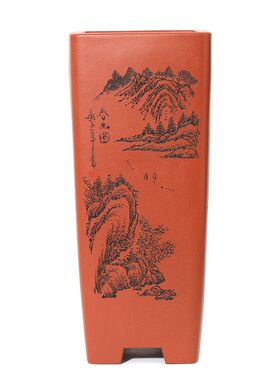 清香阁紫砂 四方41cm特高花盆 悬崖桩盆景盆 客厅玄关大号紫砂盆