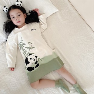 女童长袖睡裙春秋女宝公主风睡衣儿童纯棉家居服秋冬女孩全棉a类