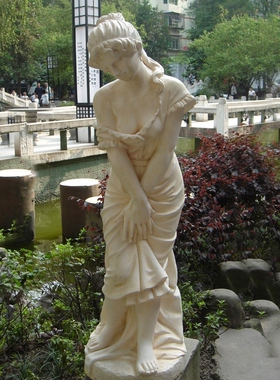 家居饰品欧式落地人物雕塑工艺品大厅过道软装摆件组合少女