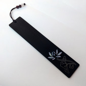 黑檀木荷花古风书签定制古典中国风文艺简约螺钿镶嵌银丝精美刻字