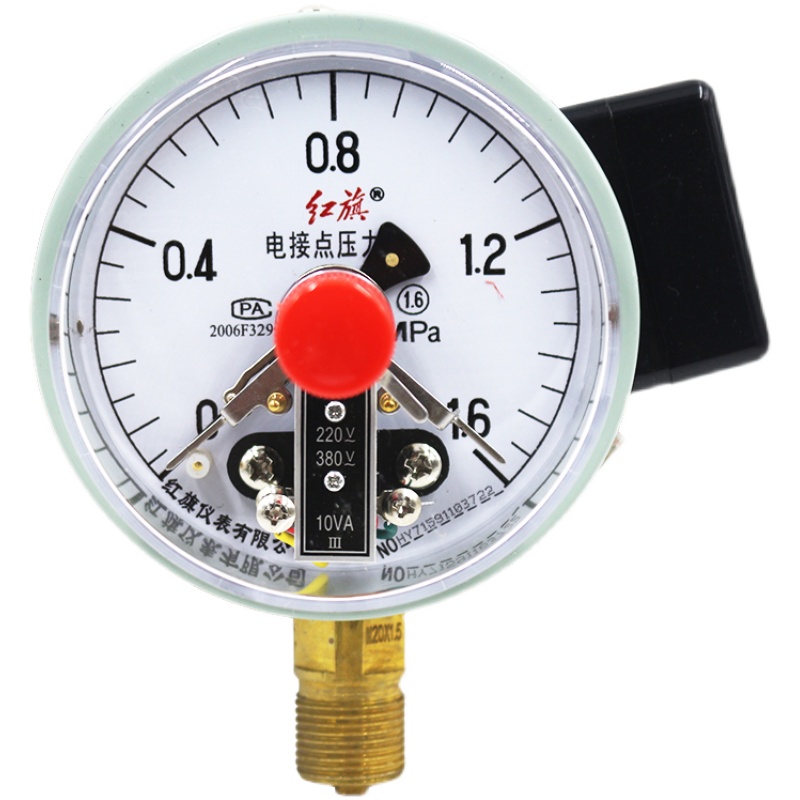 YX100电接点压力表真空表1.6MPA水泵水塔压力控制器开关红旗仪表