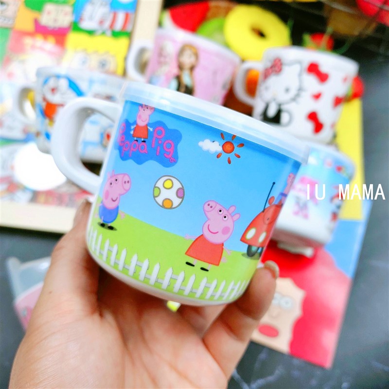 可爱卡通密胺儿童水杯宝宝带手柄杯子喝水鸭嘴杯婴幼儿牛奶杯学饮