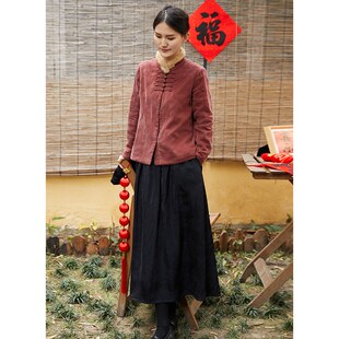 新中式 冬季 暗纹竹叶立体提花黑色a字半身裙 残雪无踪 忘城N667座