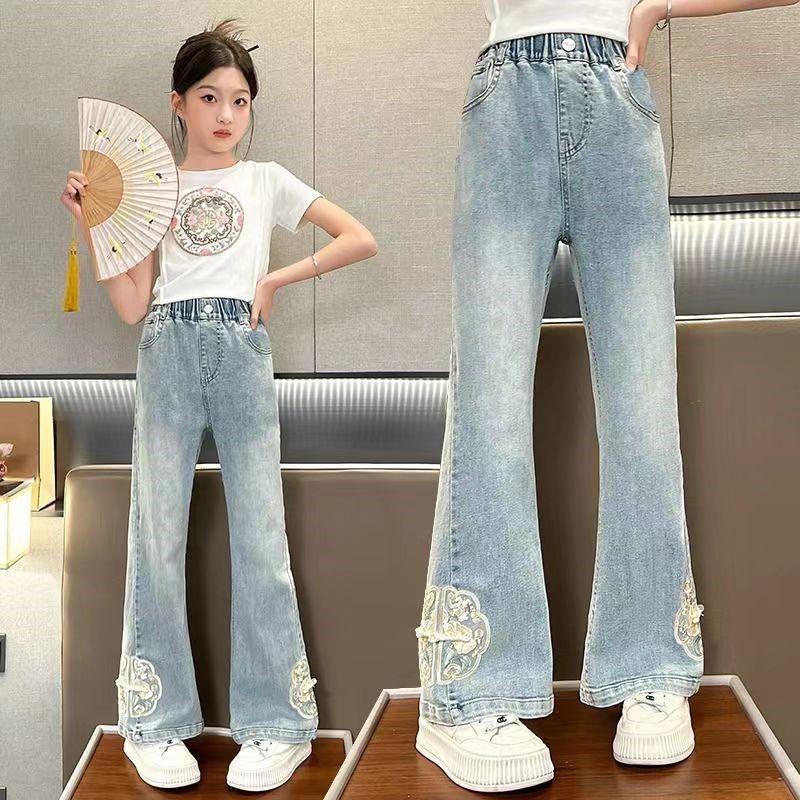 女童春秋季国风牛仔裤2024新款儿童中式宽松裤子中大童直筒阔腿裤,童装/婴儿装/亲子装,儿童牛仔裤,淘宝优惠券,粉丝福利购,淘宝优惠卷