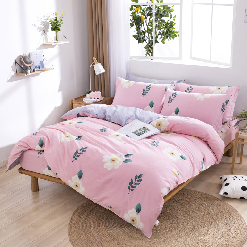 床笠款四件套全棉纯棉床垫套1.5米1.8m床上用品简约双人被套4件套