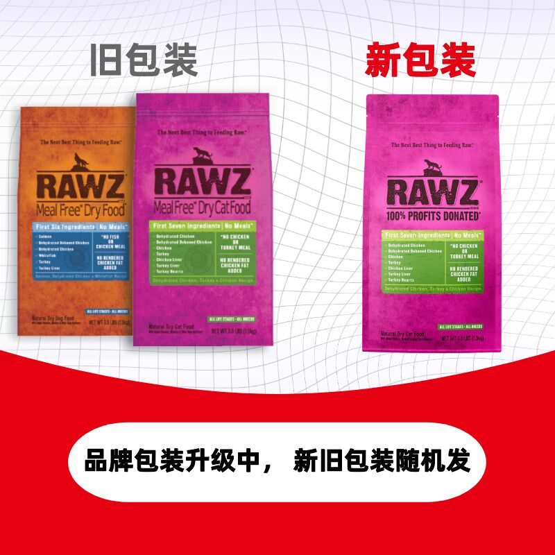 【1.75磅】rawz罗斯火鸡鸡肉鲑鱼鸡肉高蛋白低敏美毛成幼全猫粮
