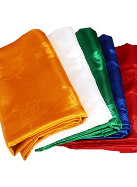 精品五色哈达高档暗花八吉祥藏族饰品礼佛批量发蒙古族袋装加长6m