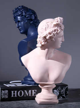 北欧简约石膏人物雕塑模型大卫头像软装样板间装饰艺术品轻奢摆件