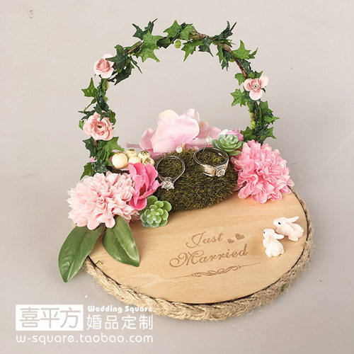 喜平方求婚拱门戒托森系木质定制戒枕韩式结婚情人婚礼戒指托用品