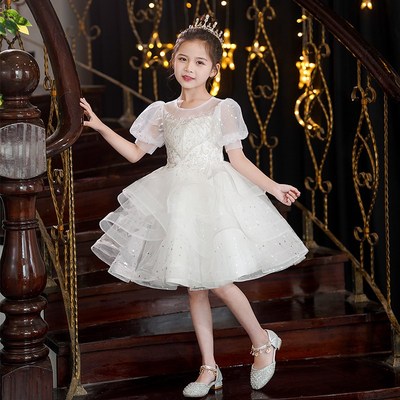 女童礼服儿童轻奢小众公主裙主持人花童婚礼小女孩高端钢琴演出服