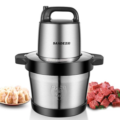 三的绞肉机6L大容量商用家用电动搅肉机蒜蓉机不锈钢碎肉机绞馅机