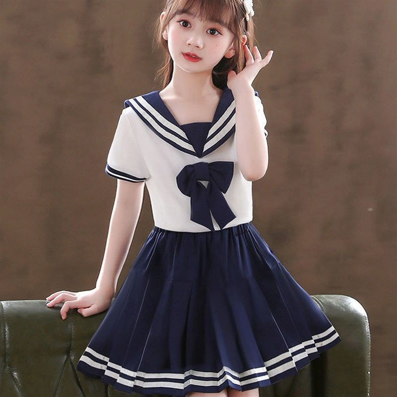 女童套装夏季jk制服2024新款洋气校服学院风连衣裙子儿童两件套潮