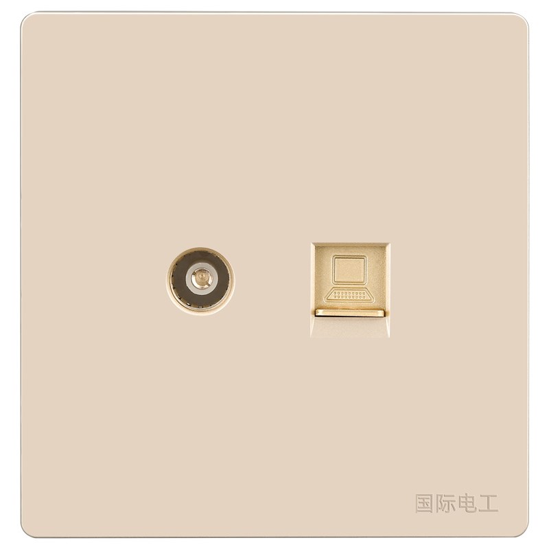 国际电工电视电脑插座面板闭路电视网线有线电视线二合一插座面板