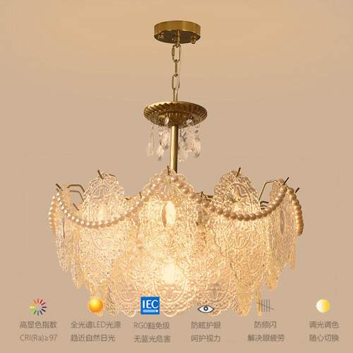 北欧法式复古客厅餐厅羽毛吊灯书房样板房展厅水晶珍珠玻璃吊灯