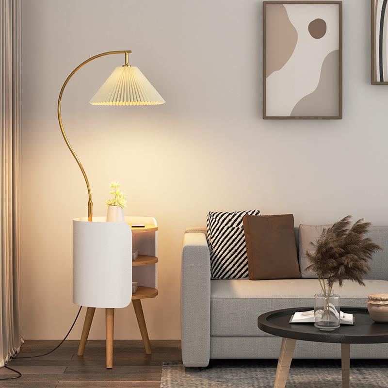落地灯客厅沙发旁装饰氛围灯北欧卧室床头柜茶几置物台灯一体摆件