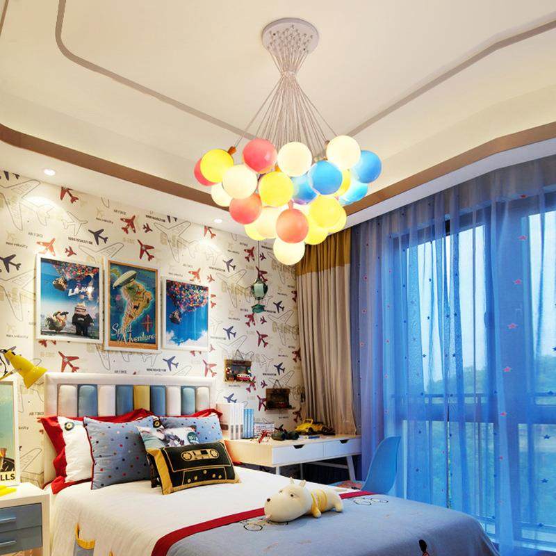 北欧儿童房灯男孩女孩卧室灯具彩色泡泡球餐厅灯服装店幼儿园吊灯,家装灯饰光源,智能吊灯,淘宝优惠券,粉丝福利购,淘宝优惠卷