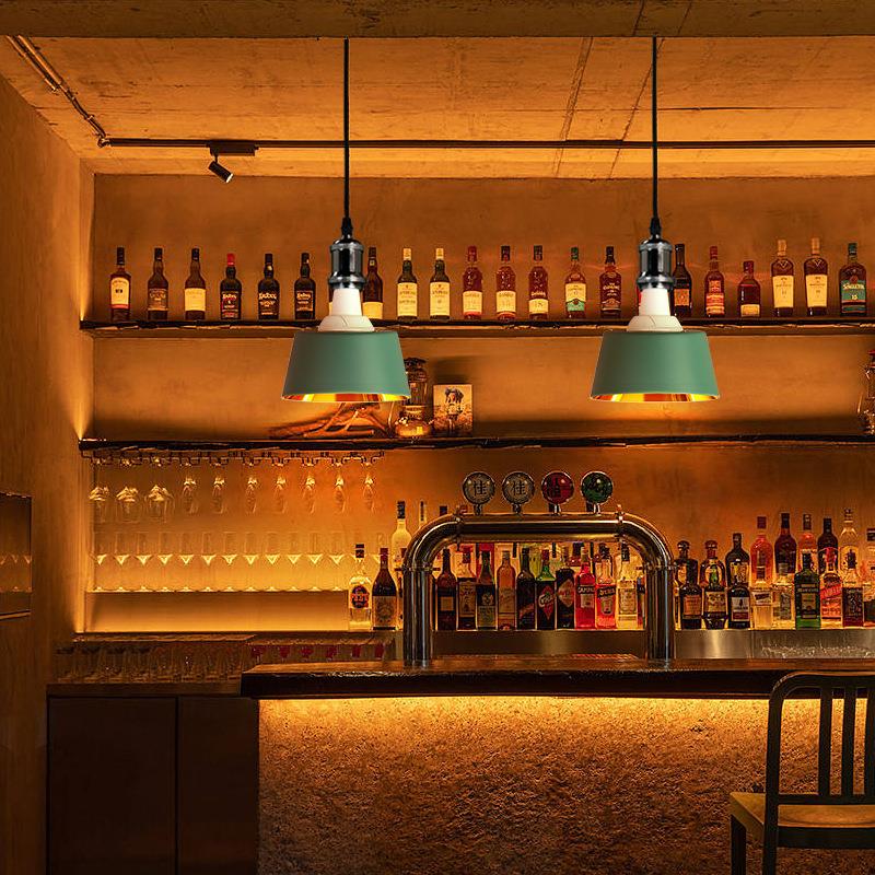 北欧工业风彩色吊灯灯具餐厅吊灯极简火锅店咖啡厅吊线灯马卡龙灯