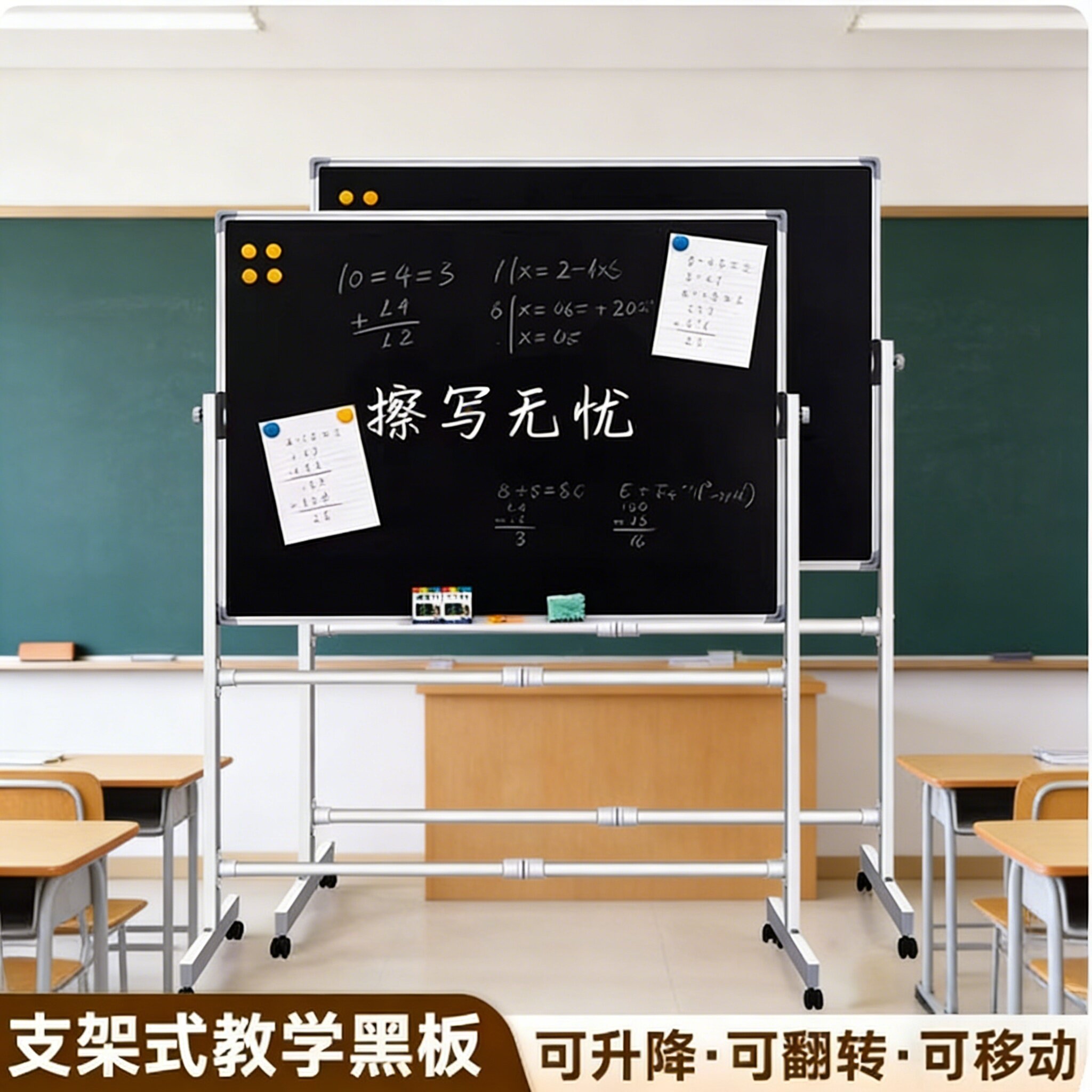 黑板支架式家用磁性挂式粉笔写字板可擦写办公教学学生培训白板街
