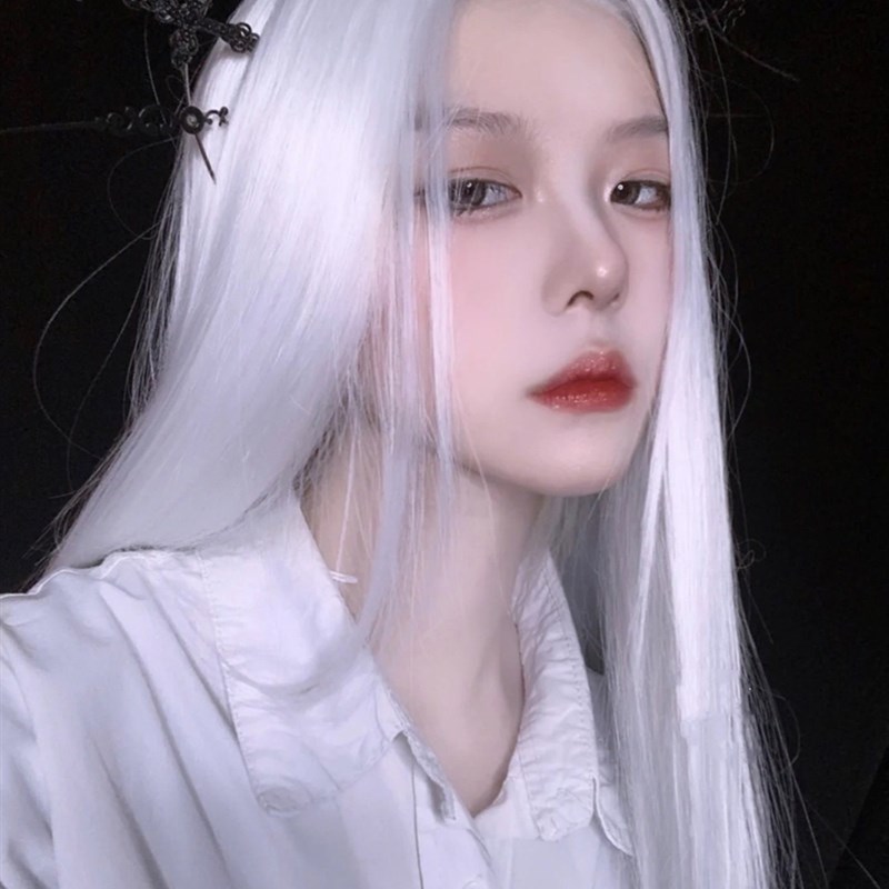 古风假发男长发自然逼真米白色汉服长直发cos万用古装造型全头套