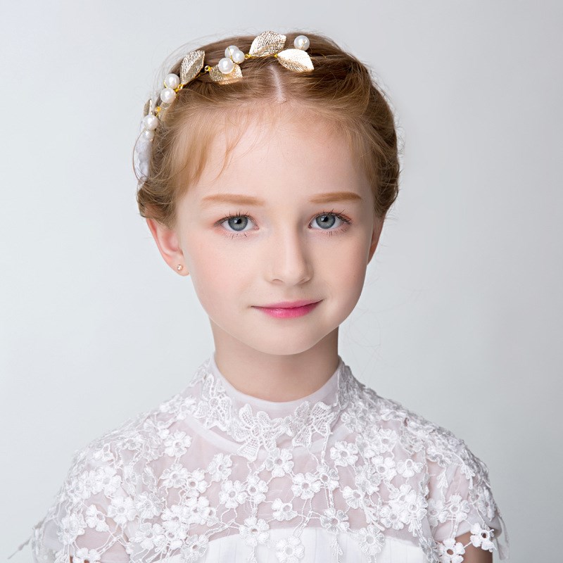 女童钢琴头饰花童婚礼发饰公主王冠花环儿童礼服配饰女孩表演发箍