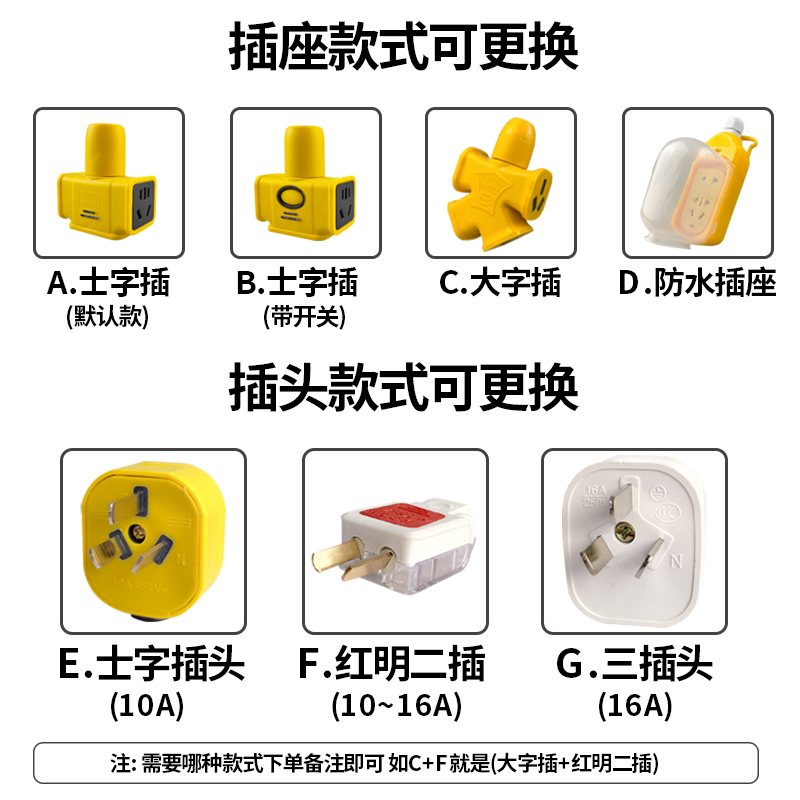 国标电线电缆户外2芯1.5/2.5/4平方护套线牛筋线防冻防水插头带线