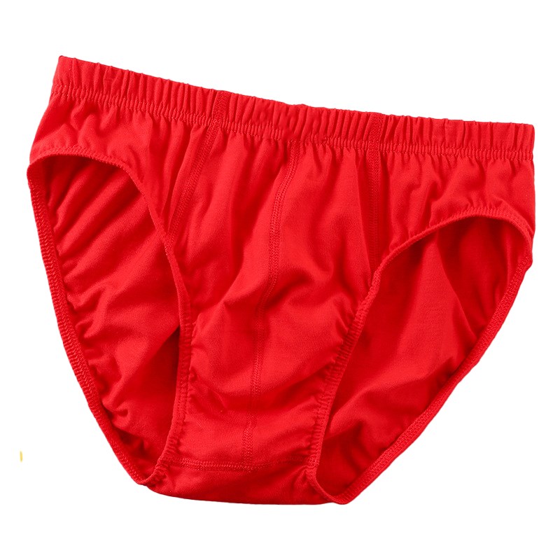 男士内裤纯棉中腰宽松吸汗透气短裤衩大码全棉本命年红色三角裤头