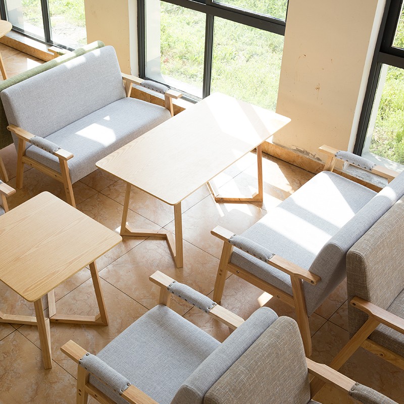 奶茶店桌椅组合甜品咖啡厅餐厅简约休闲办公洽谈休息双人卡座沙发