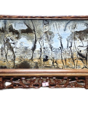 包邮石画草花石乳源彩石国画石天然原石图案屏风家居装饰礼品摆件