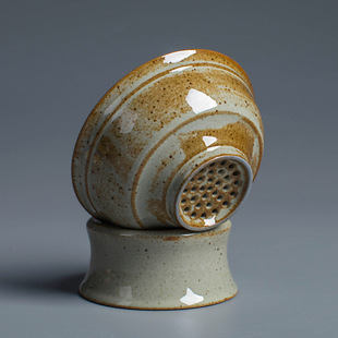 不单典雅粗陶描金茶滤茶漏家用陶瓷过滤器功夫茶具茶道配件滤茶器