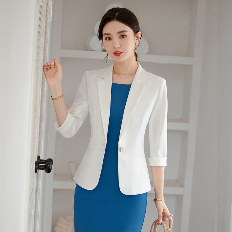 职业连衣裙女夏季两件套主持人正装小西装外套工作服女西服套装裙