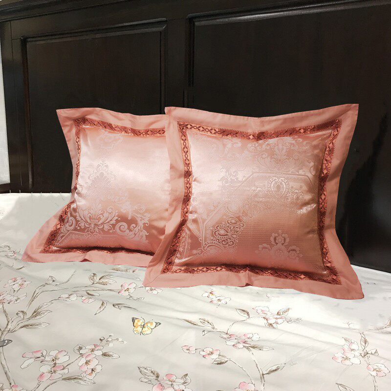 婚庆轻奢床头靠枕套50x50靠垫套沙发靠垫芯全棉欧美式提花抱枕套
