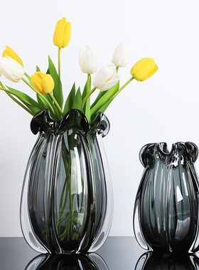 轻奢艺术玻璃花瓶可水培摆件客厅餐桌样板间售楼处插花花器套装
