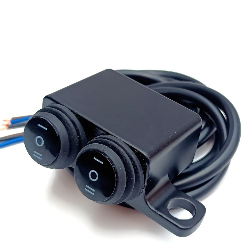 金属开关三档射灯远近光双色灯防水开关电动车后视镜反光镜孔安装