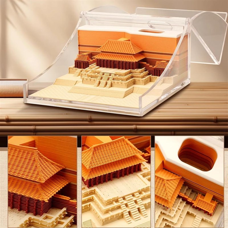 天安门3D立体纸雕便签纸创意手撕便利贴艺术品古风建筑模型礼物