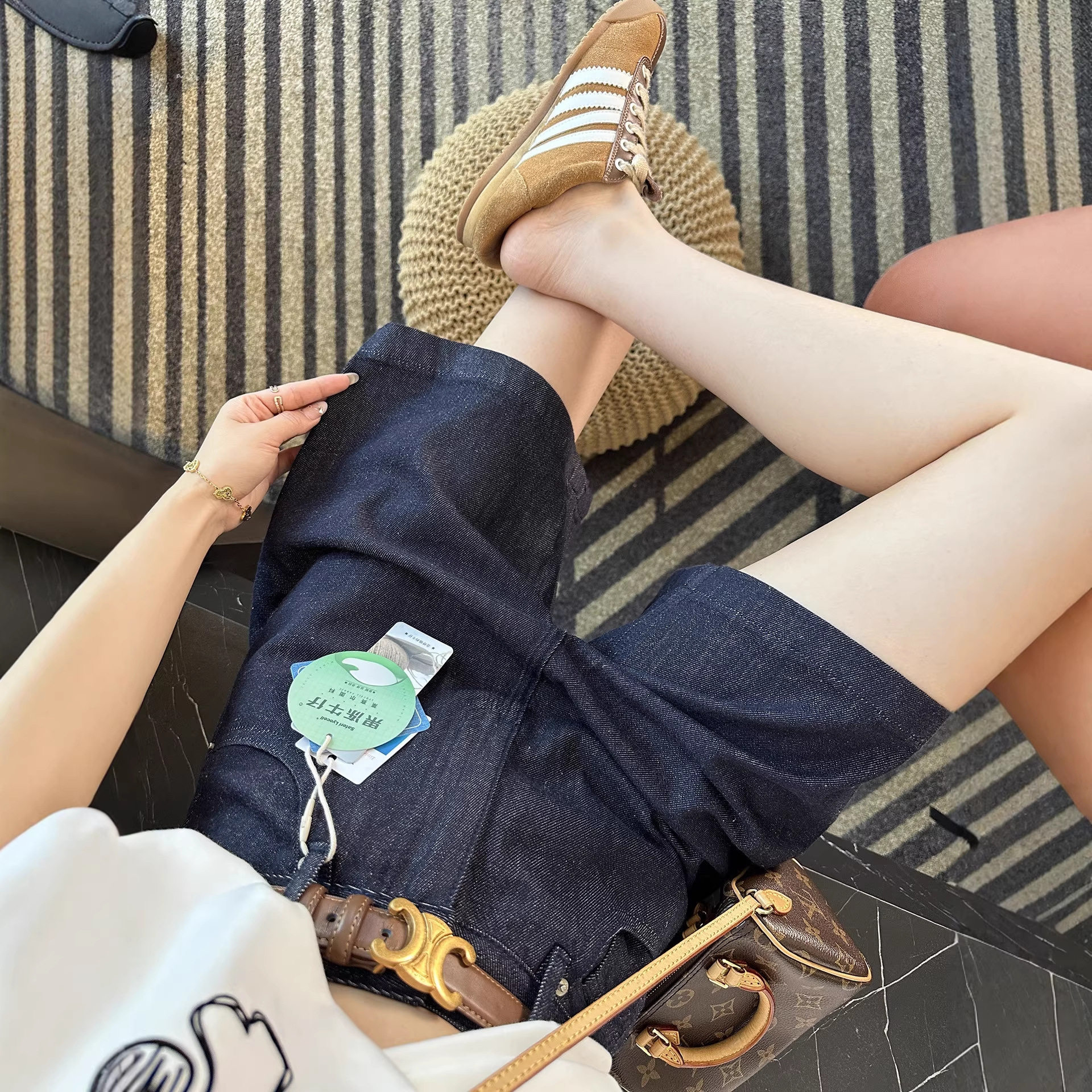 朵妮 显高四五分牛仔裤子女夏季薄款百搭高腰a字显瘦小个子短裤