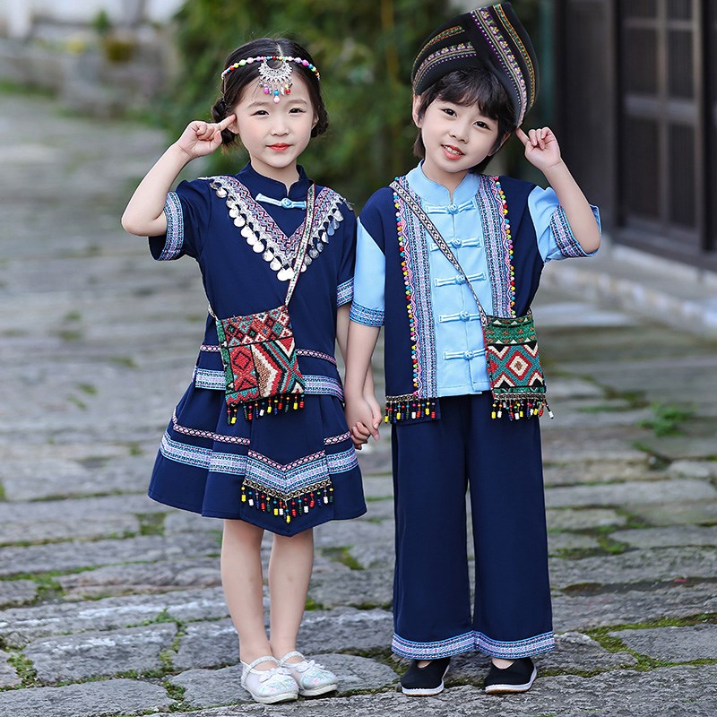 三月三民族服装儿童少数民族服装男童女童广西壮族衣服新款舞蹈服