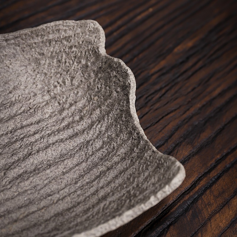 剑山中式插花器皿陶瓷插花仿石头盘日式花器禅意盆景花盆花盘摆件