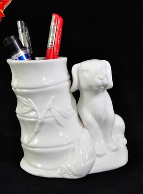 德化陶瓷笔筒老鼠牛虎兔子龙蛇马羊猴鸡狗十二生肖工艺品动物摆件
