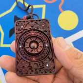 雷击枣木时来运转吊坠道家雷击木内嵌小叶紫檀珠子道家用品枣木