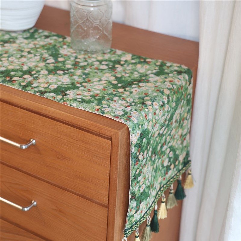 绿色餐桌桌旗法式田园风餐边柜旗五斗鞋柜电视柜茶几长条盖布尾巾