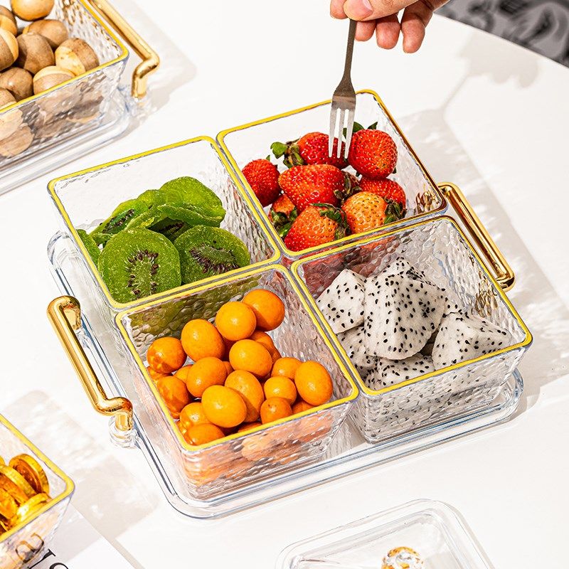 北欧塑料坚果盒创意茶几水果零食分格盘简约家用干果糖果盘收纳盘